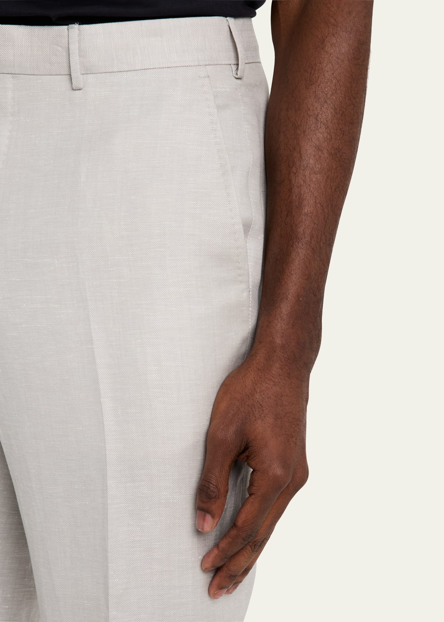 Men's Wool Linen Flat-Front Trousers - 5