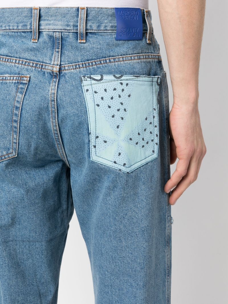 patchwork-detailing straight-leg jeans - 5