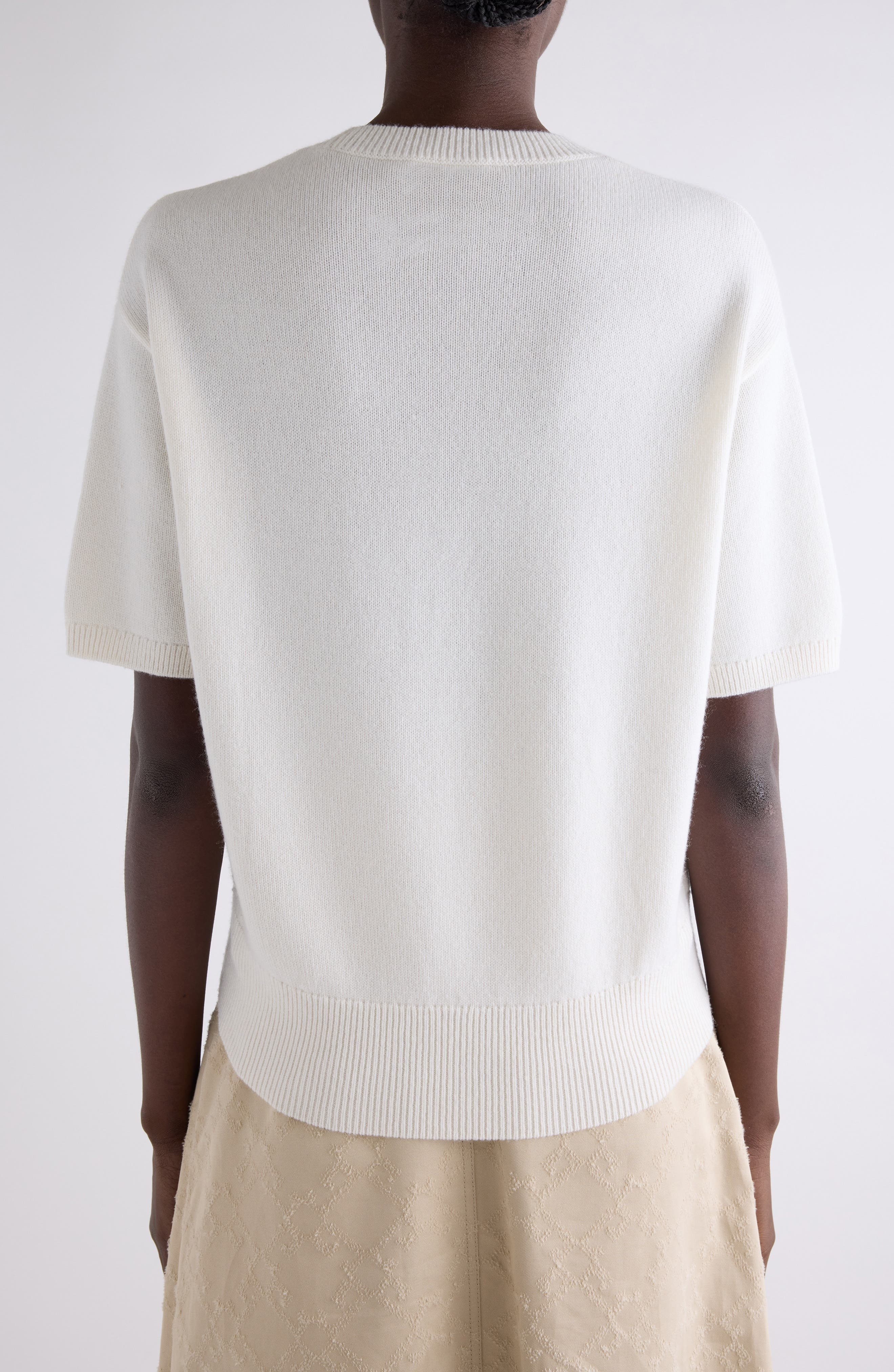 Givenchy 4G Logo Short Sleeve Cashmere Sweater in White/Beige at Nordstrom - 3