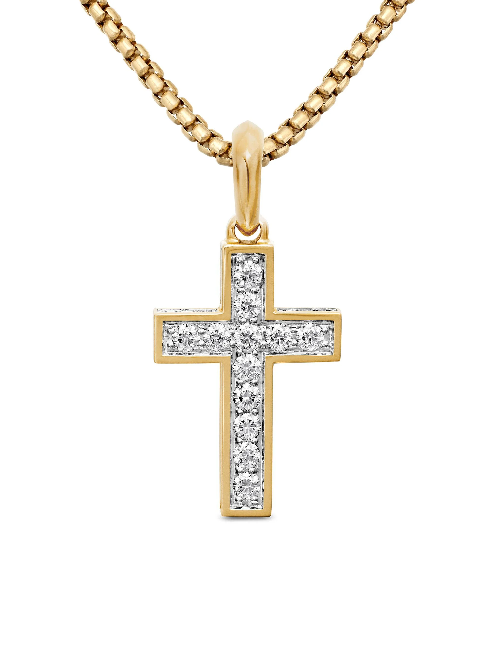 Men's Streamline Cross Pendant in 18K Yellow Gold - Diamond - 1