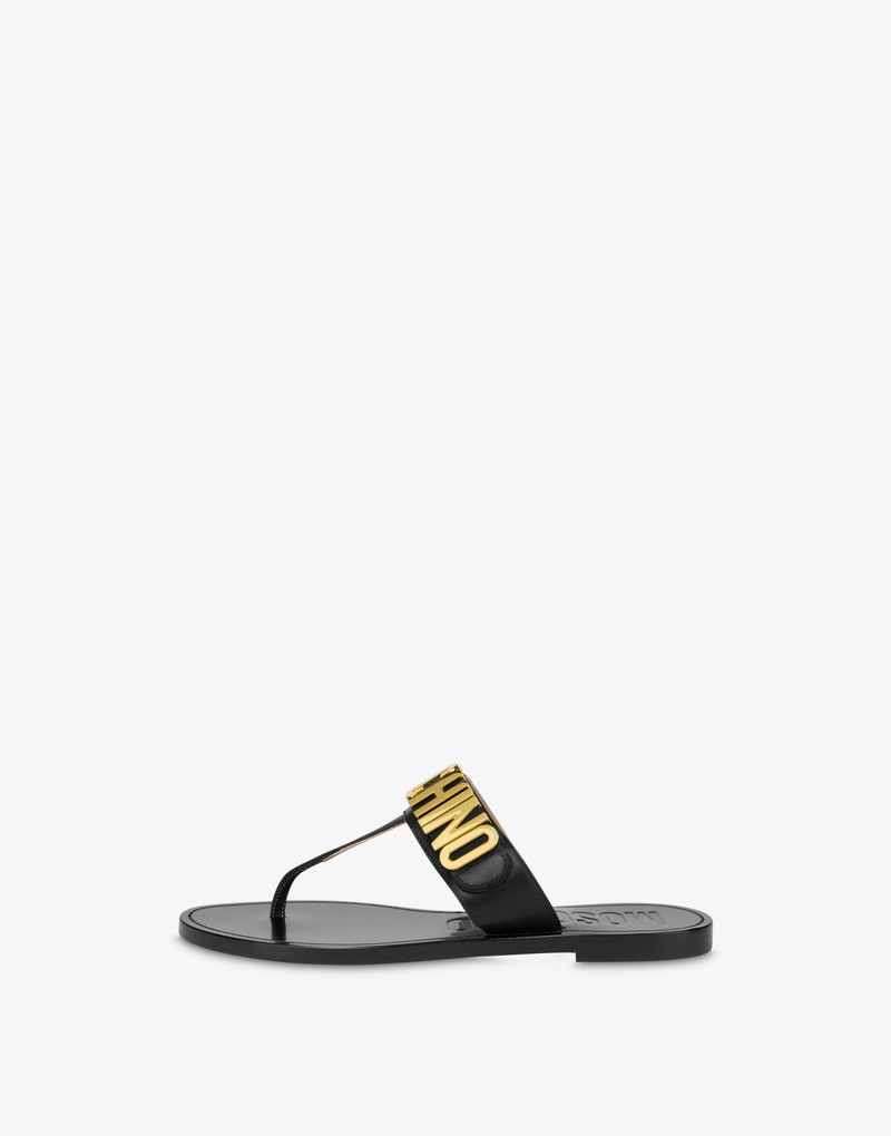 LETTERING LOGO CALFSKIN THONG SANDALS 1