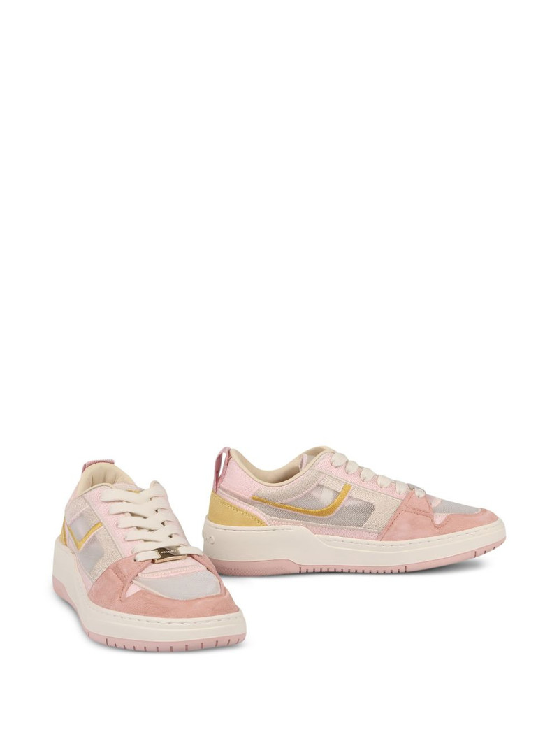 FERRAGAMO Mesh suede lace-up sneakers outlook