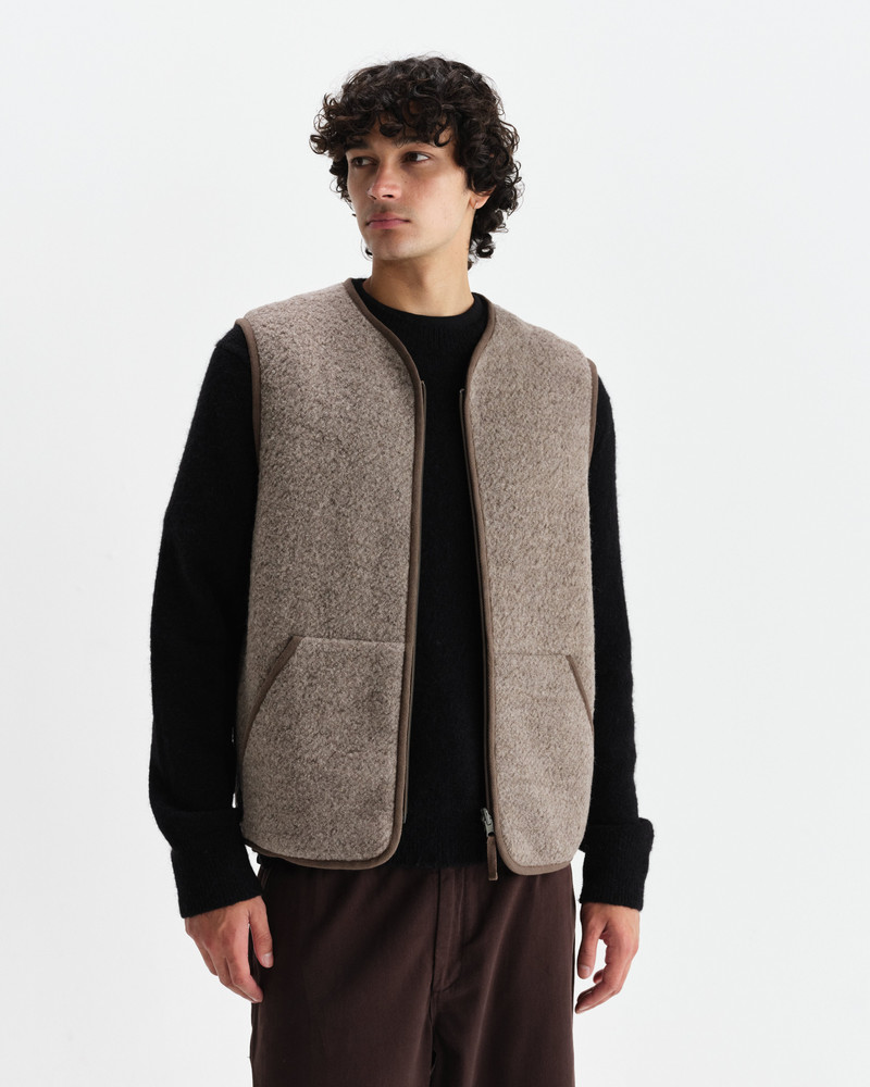 Wax London Paragon - Natural Reversible Nylon And Wool Gilet outlook