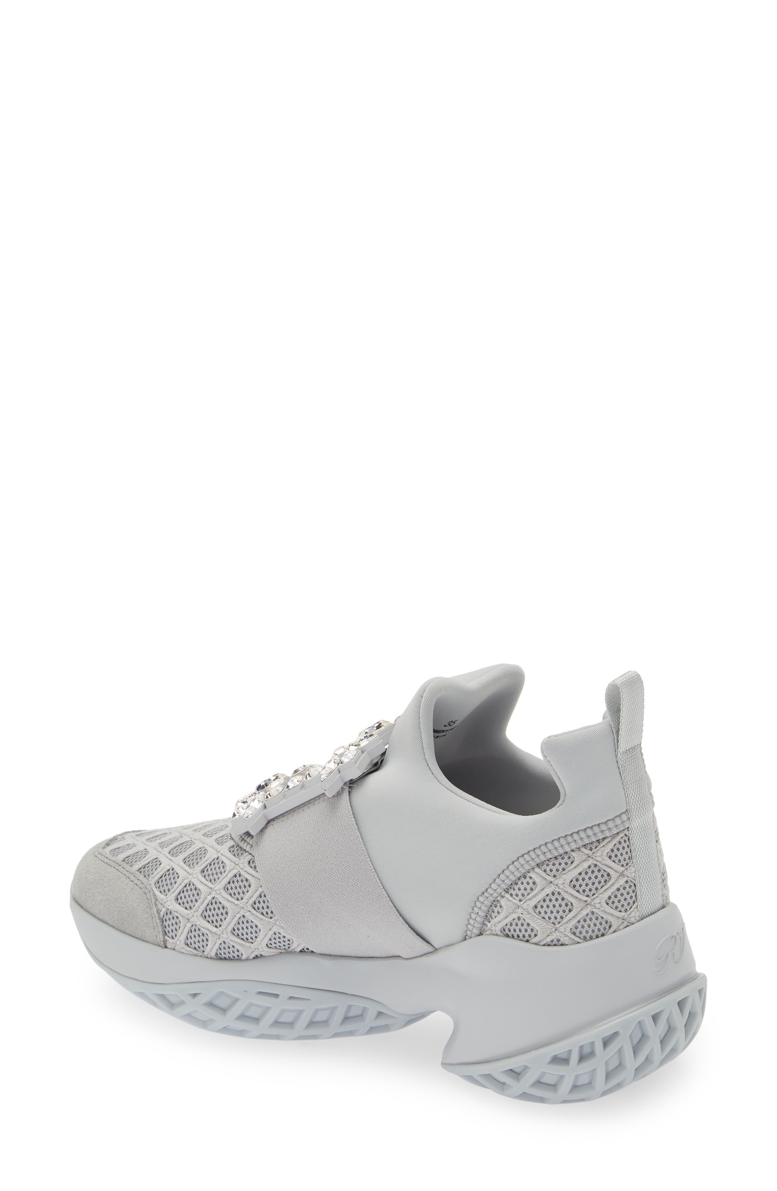 Roger Vivier Viv Run Strass Sneaker in Cemento M/Platino/Grigio at Nordstrom - 2