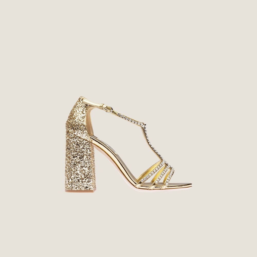 Metallic technical fabric and glitter sandals - 2