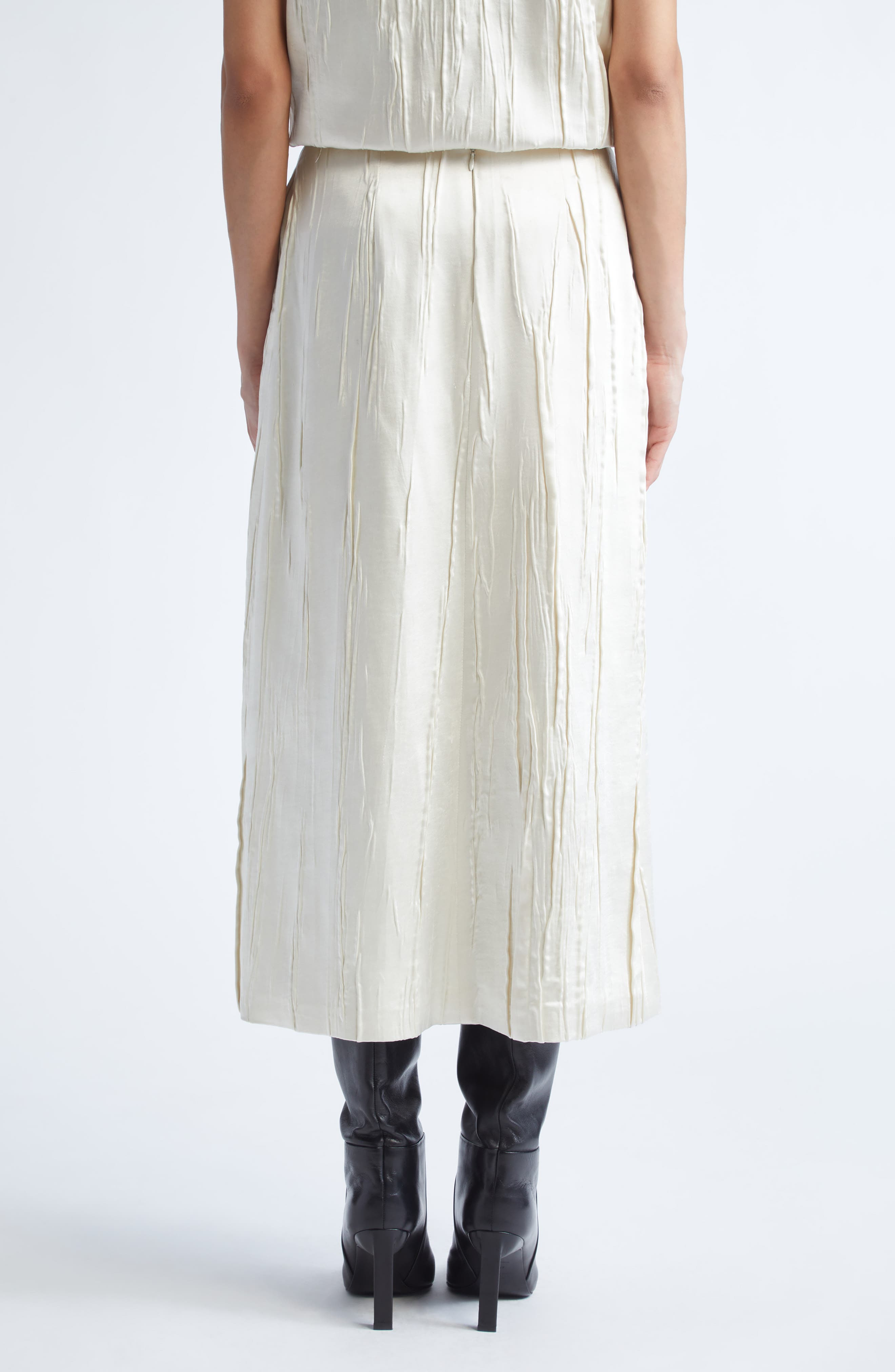 Brandon Maxwell The Tierney Satin Midi Skirt in Ivory at Nordstrom - 3