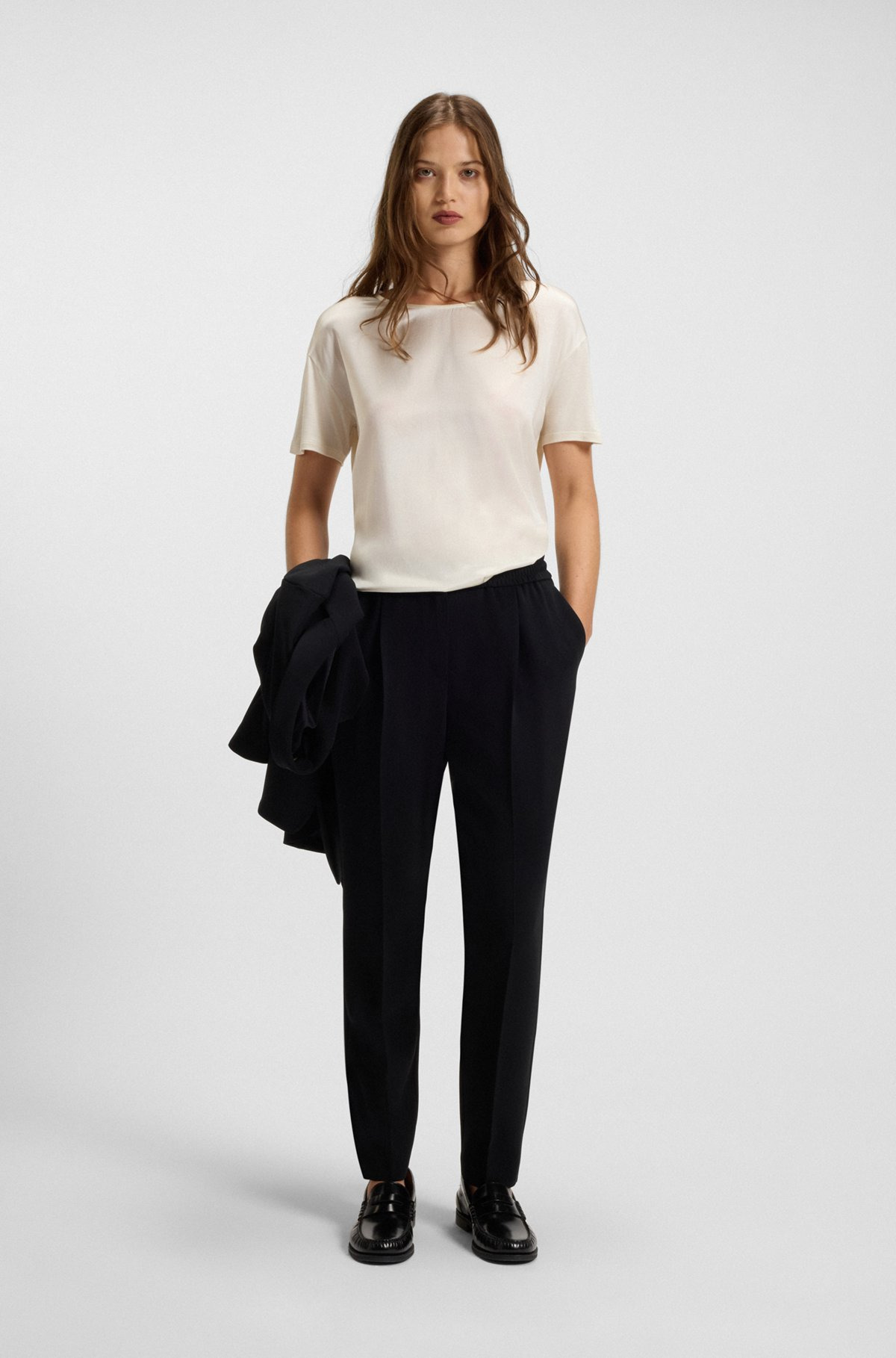 REGULAR-FIT JERSEY TOP WITH STRETCH-SILK FRONT - 3