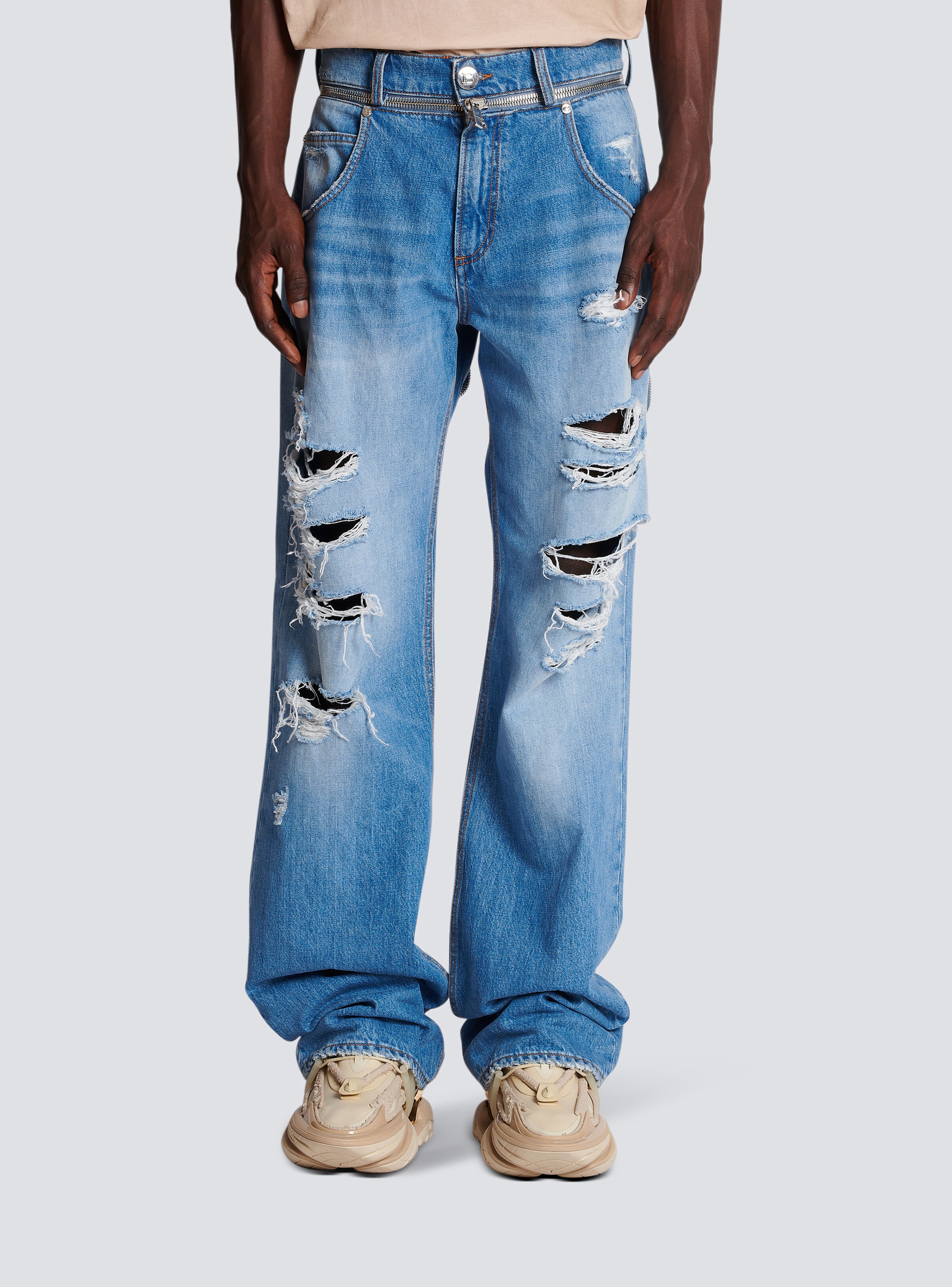 Wide-leg cotton jeans - 5