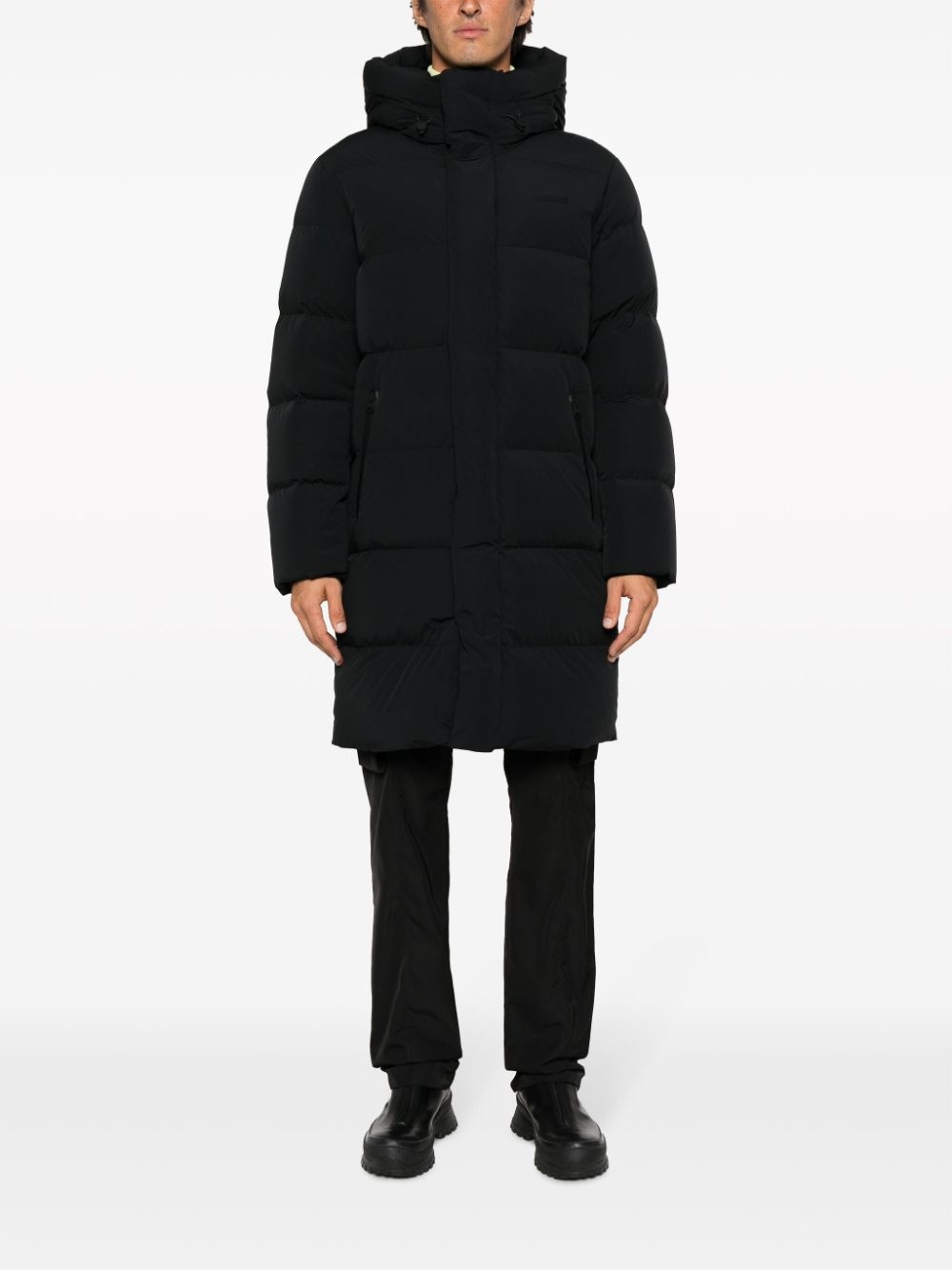 logo-embossed padded coat - 2