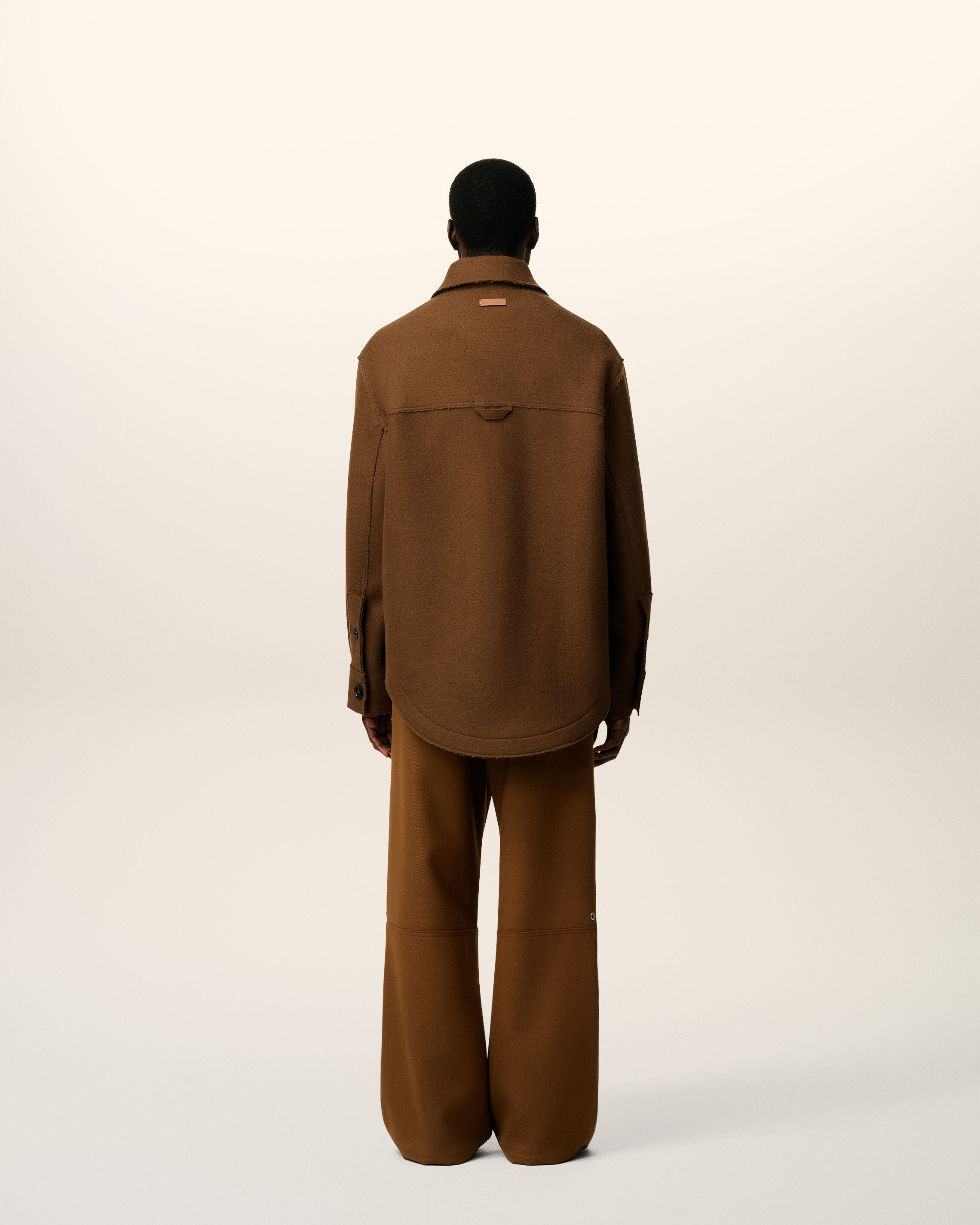 BROWN WOOL BUTTONED JACKET - 4
