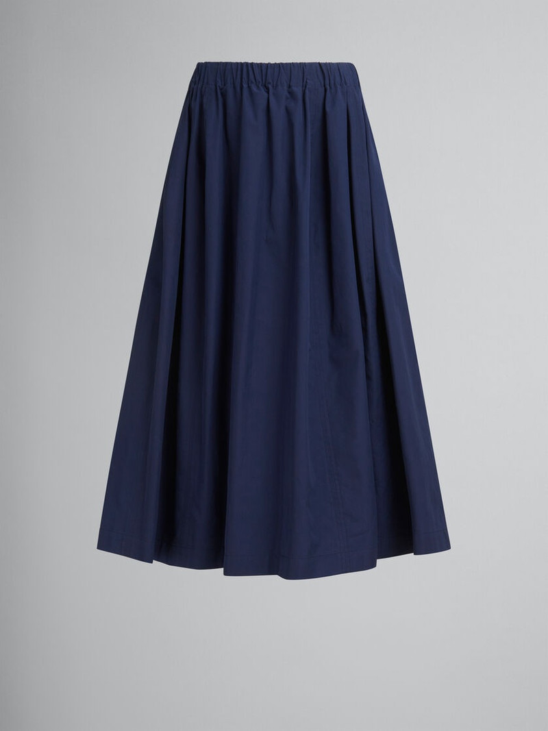BLUE ORGANIC POPLIN ELASTICATED MIDI SKIRT 1