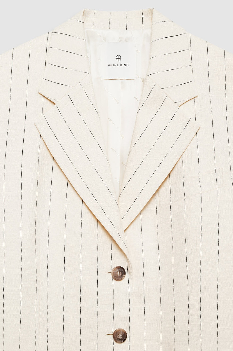 Sara Blazer - Cream And Black Stripe 5