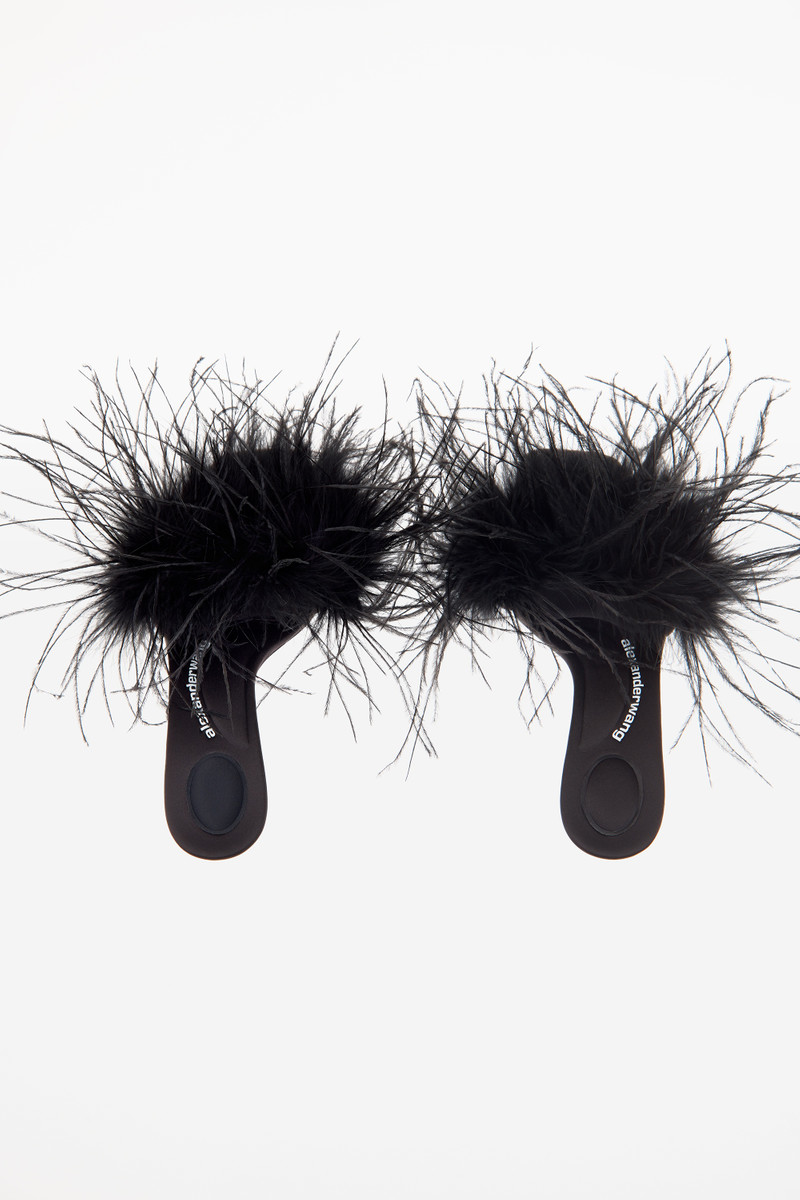 LULU 85 FEATHER SLIDE SANDAL IN SATIN 6