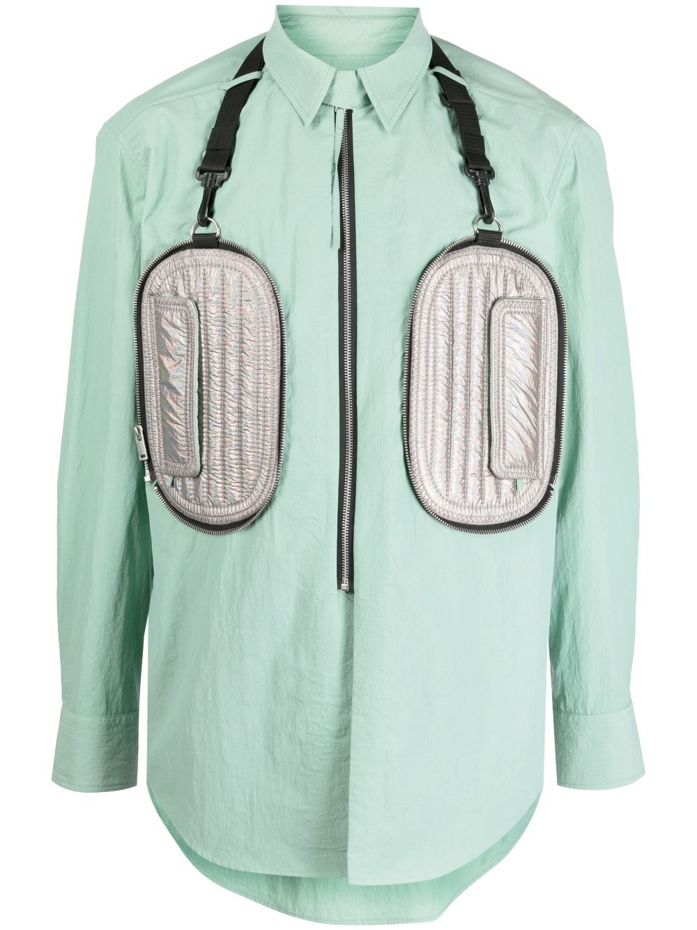 padded-pocket zip-up shirt - 1