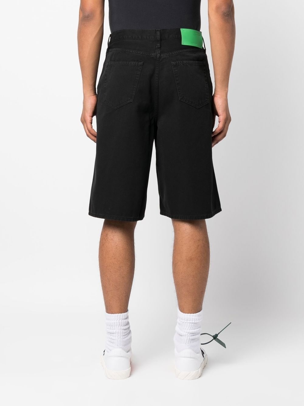 logo-patch wide-leg denim shorts - 4
