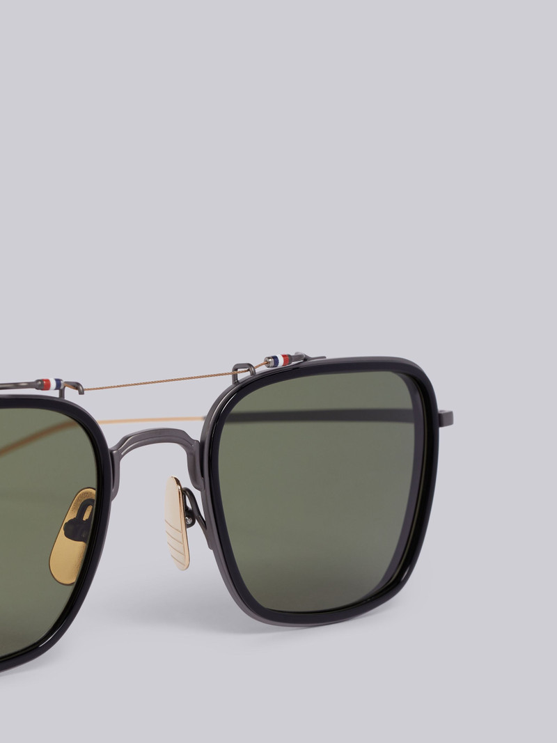 Thom Browne TB816 - Black Rectangular Aviator Sunglasses outlook