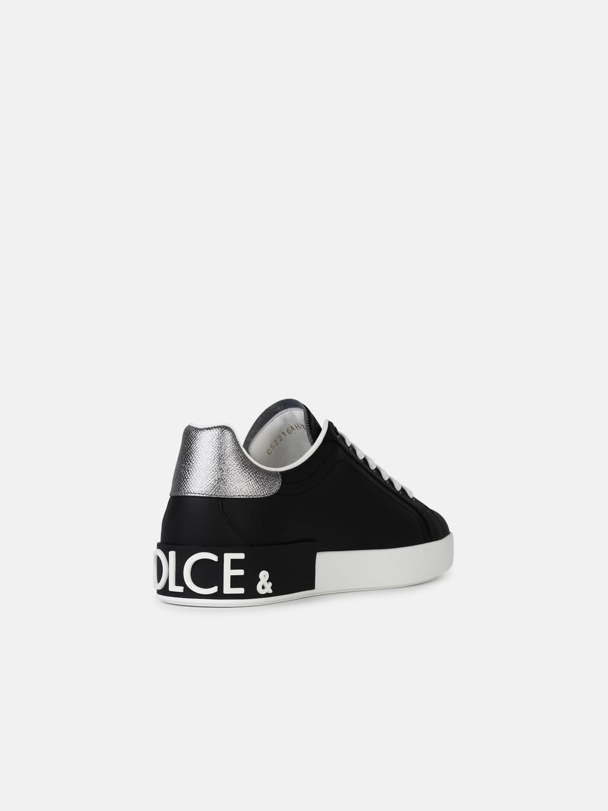 'PORTOFINO' BLACK LEATHER SNEAKERS - 3