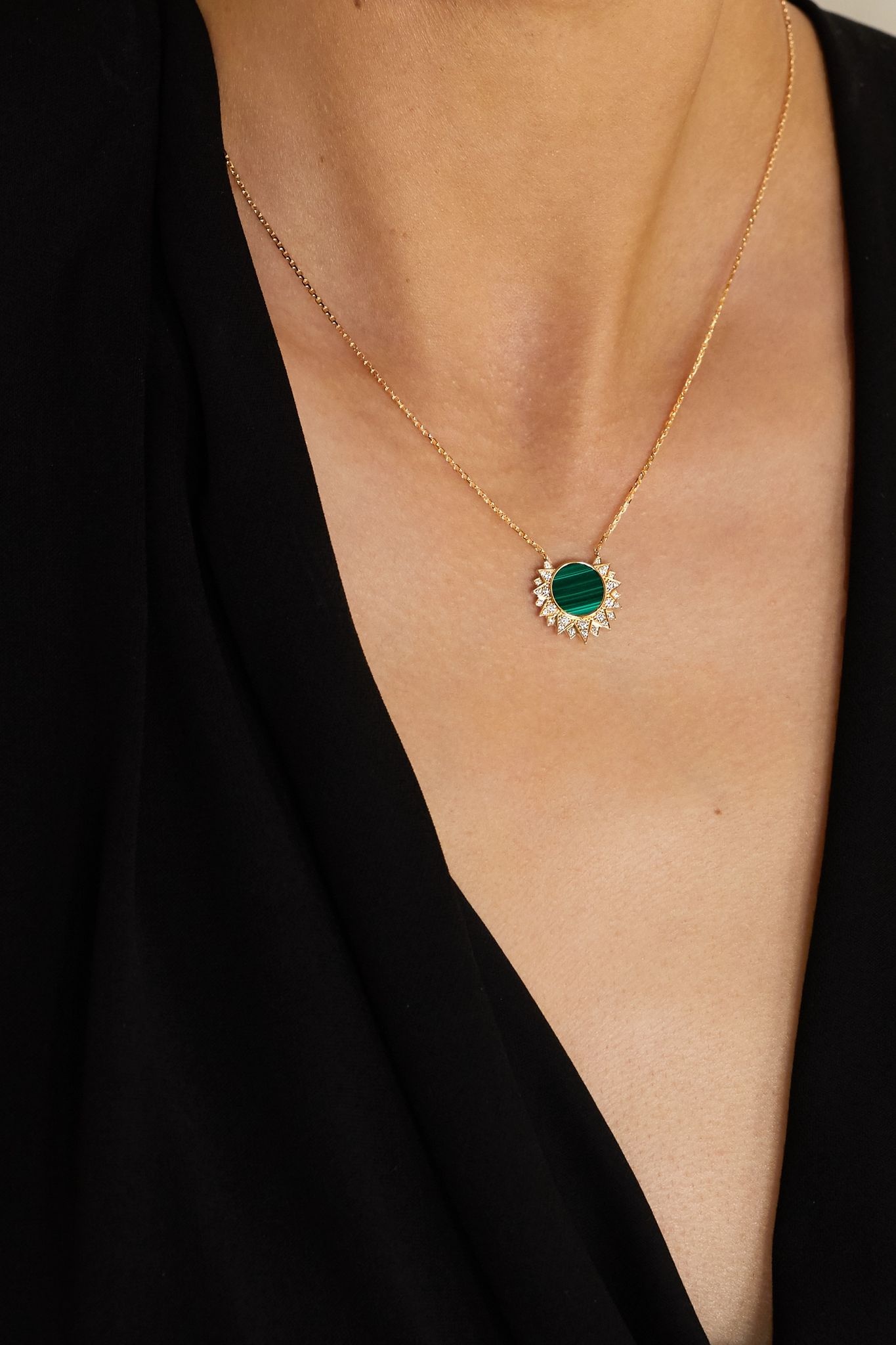 Sunlight 18-karat rose gold, malachite and diamond necklace - 2