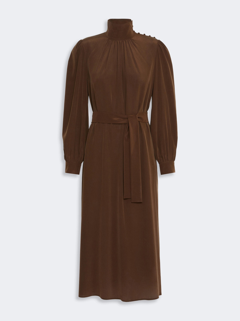 WKSBLOCCO Silk crepe de chine dress - BROWN 1