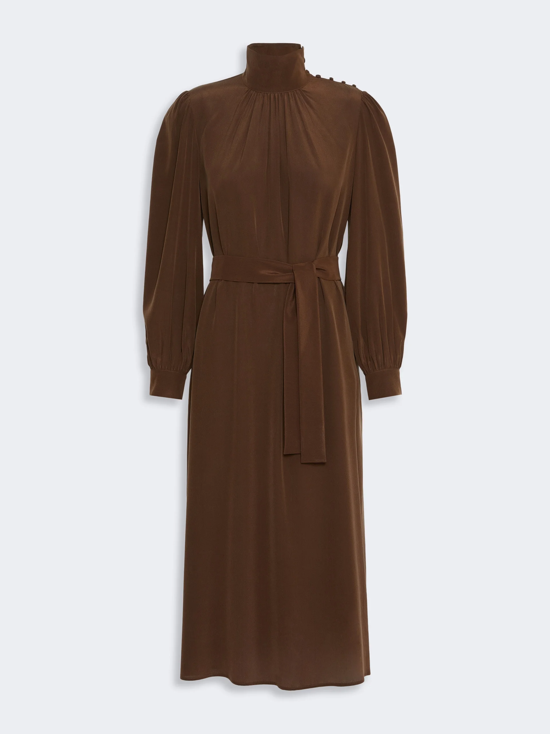 WKSBLOCCO Silk crepe de chine dress - BROWN - 1