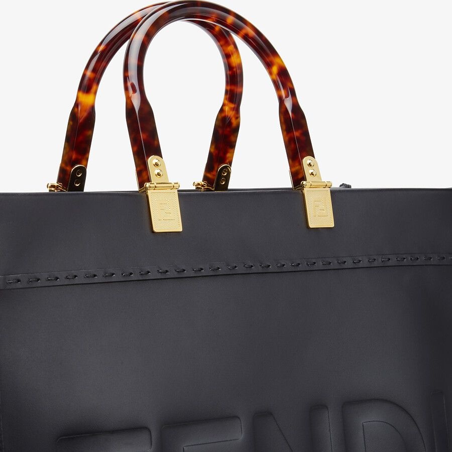 Black leather shopper - 6