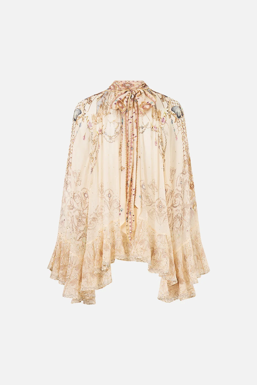 COLLARED LONG SLEEVE TOP WITH RUFFLES A MEETING OF MASTERPIECES - 1