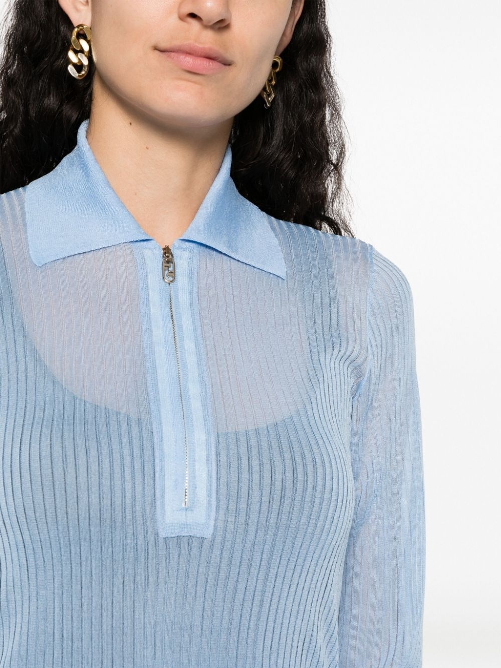 long-sleeve ribbed midi dress - 5