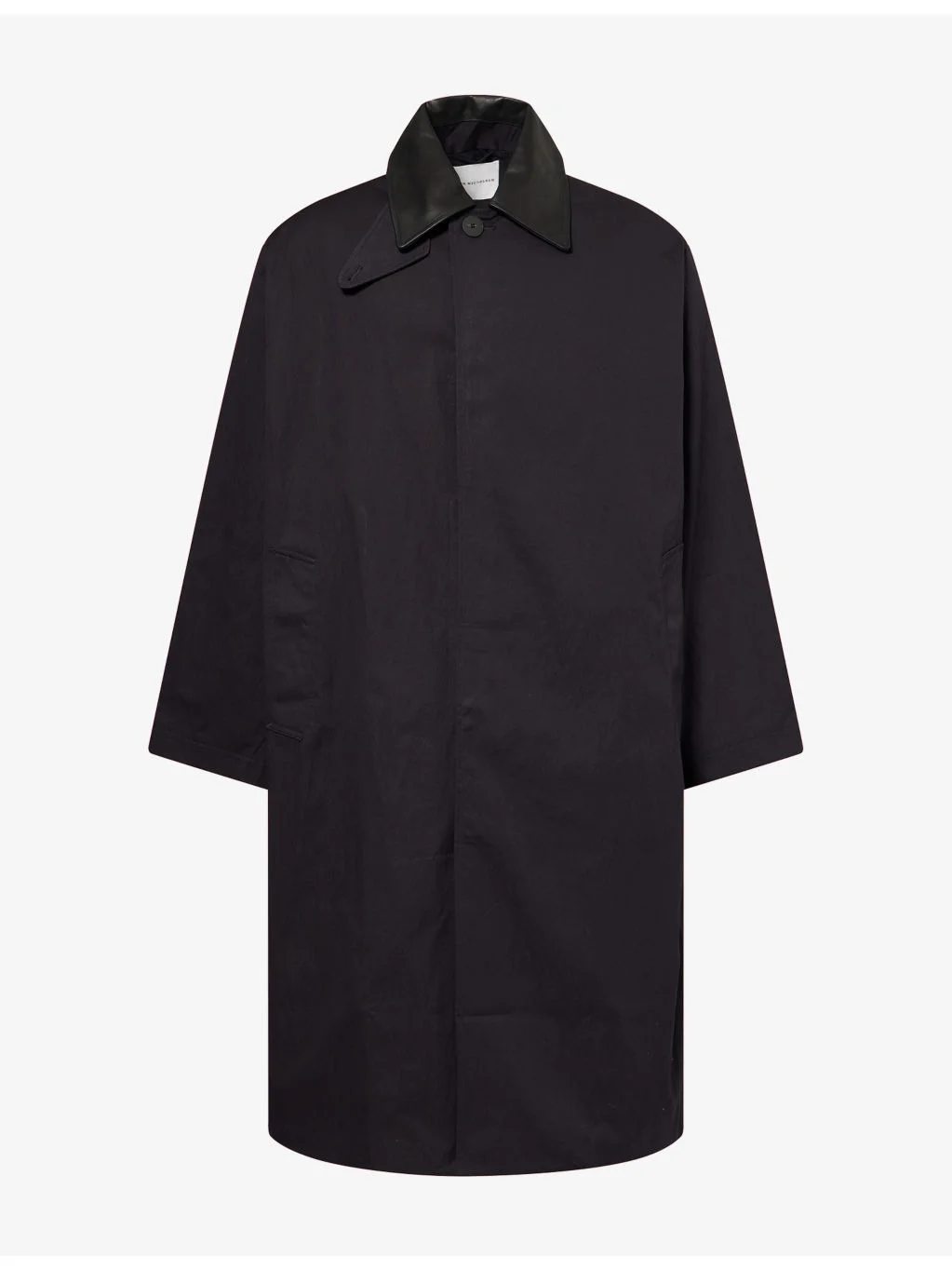 Revere Leather-Collar Cotton-Blend Trench Coat - 1