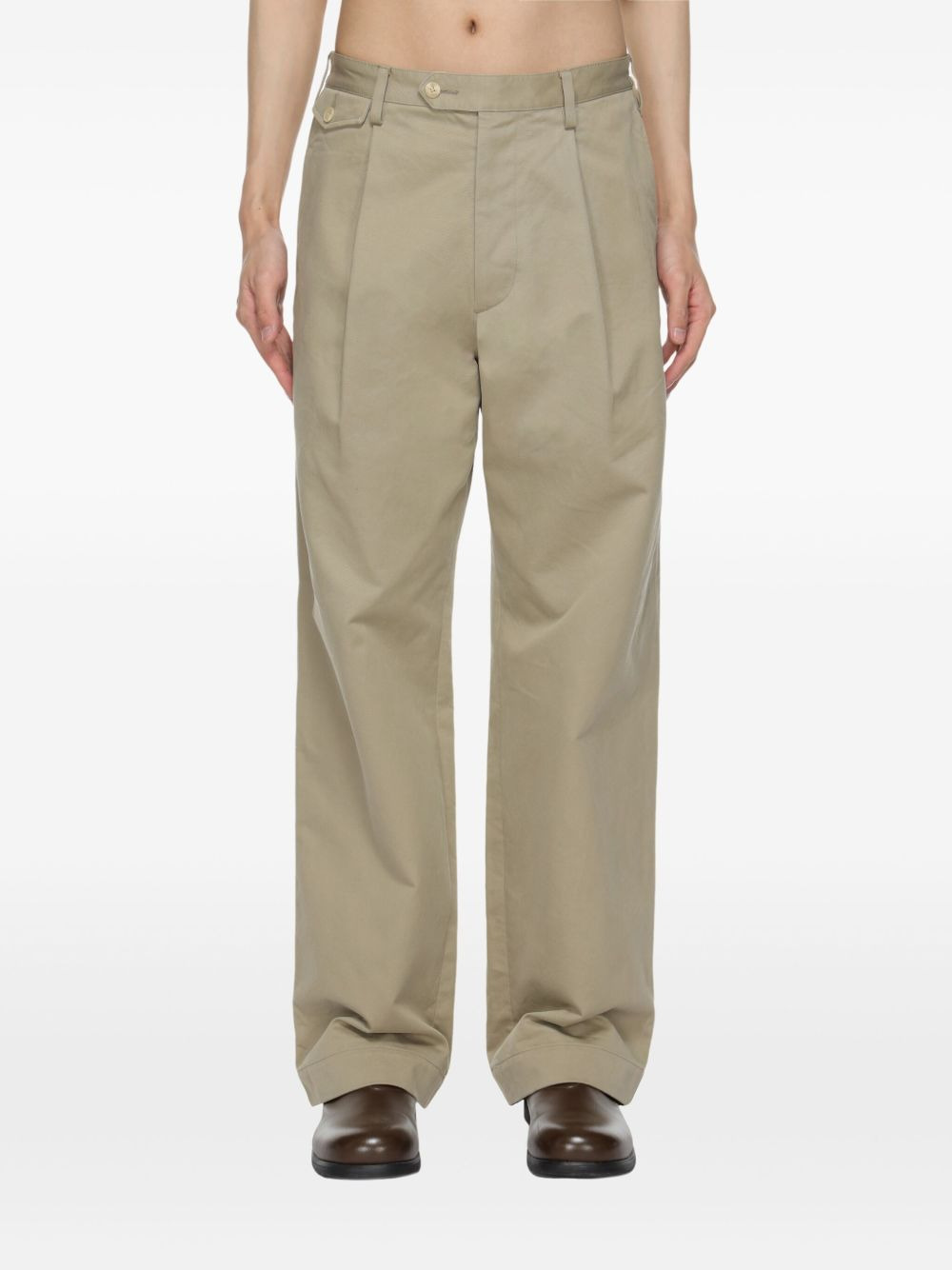 pintuck-detail chino trousers - 3