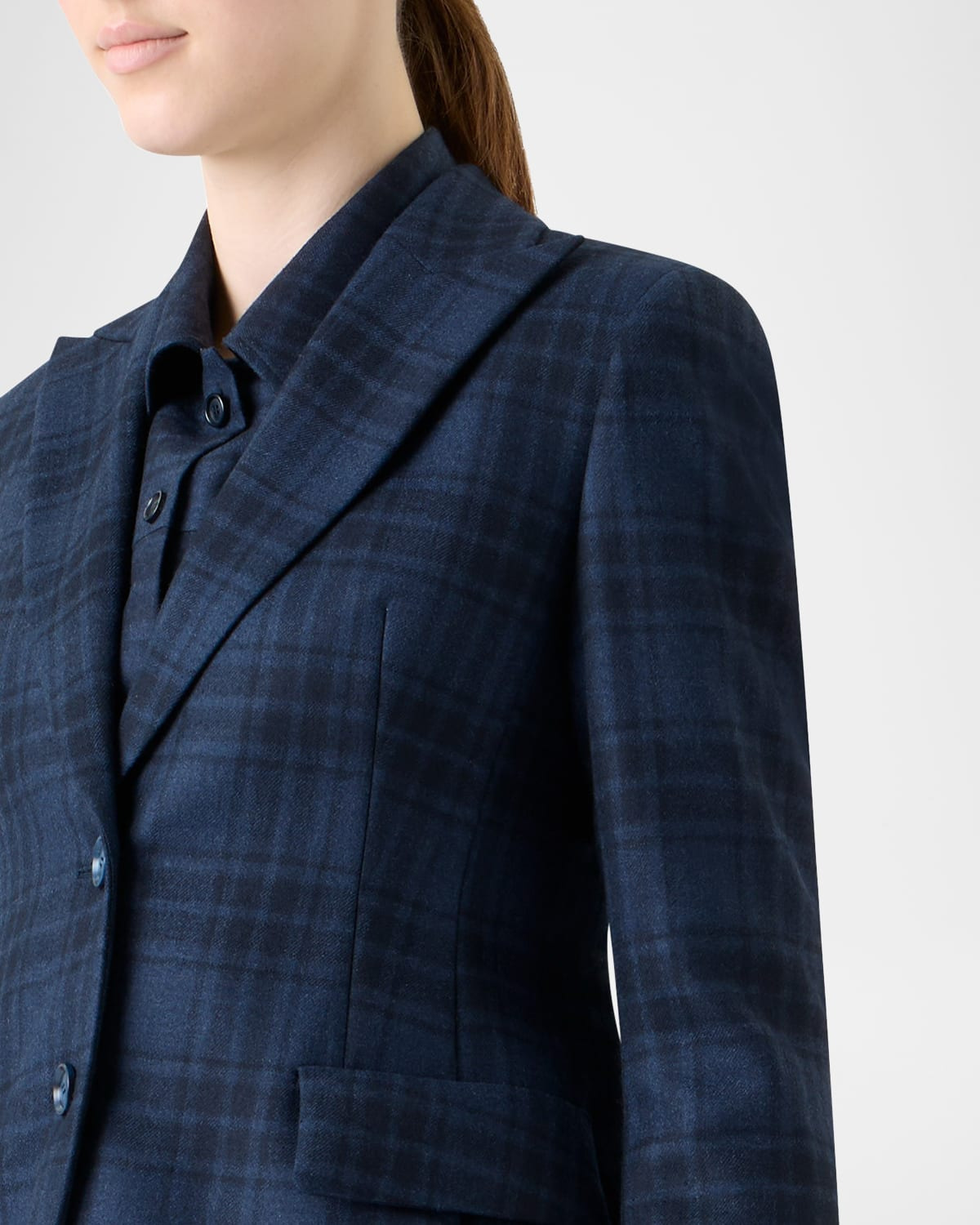 Percival Check Wool Double-Face Single-Breasted Jacket - 5