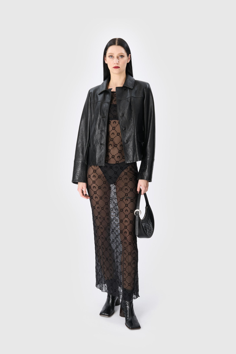 Marine Serre Moonogram Embossed Leather Boxy Jacket outlook