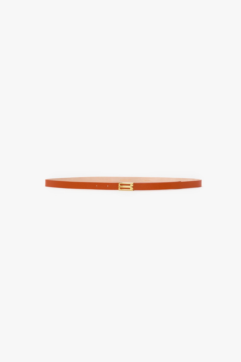 Micro Frame Belt In Burnt Orange Grained Leather 1