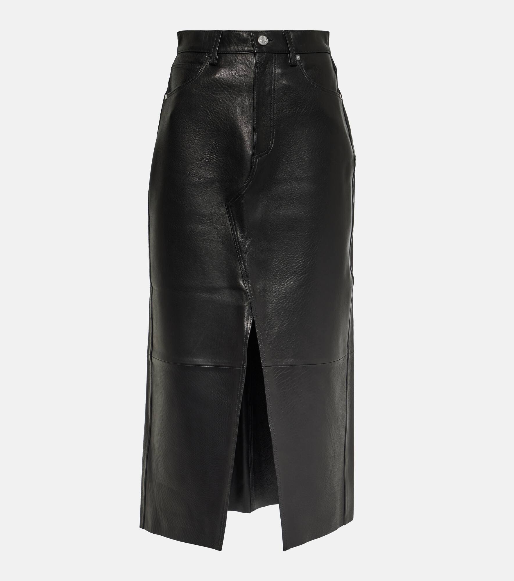The Midaxi high-rise leather midi skirt - 1
