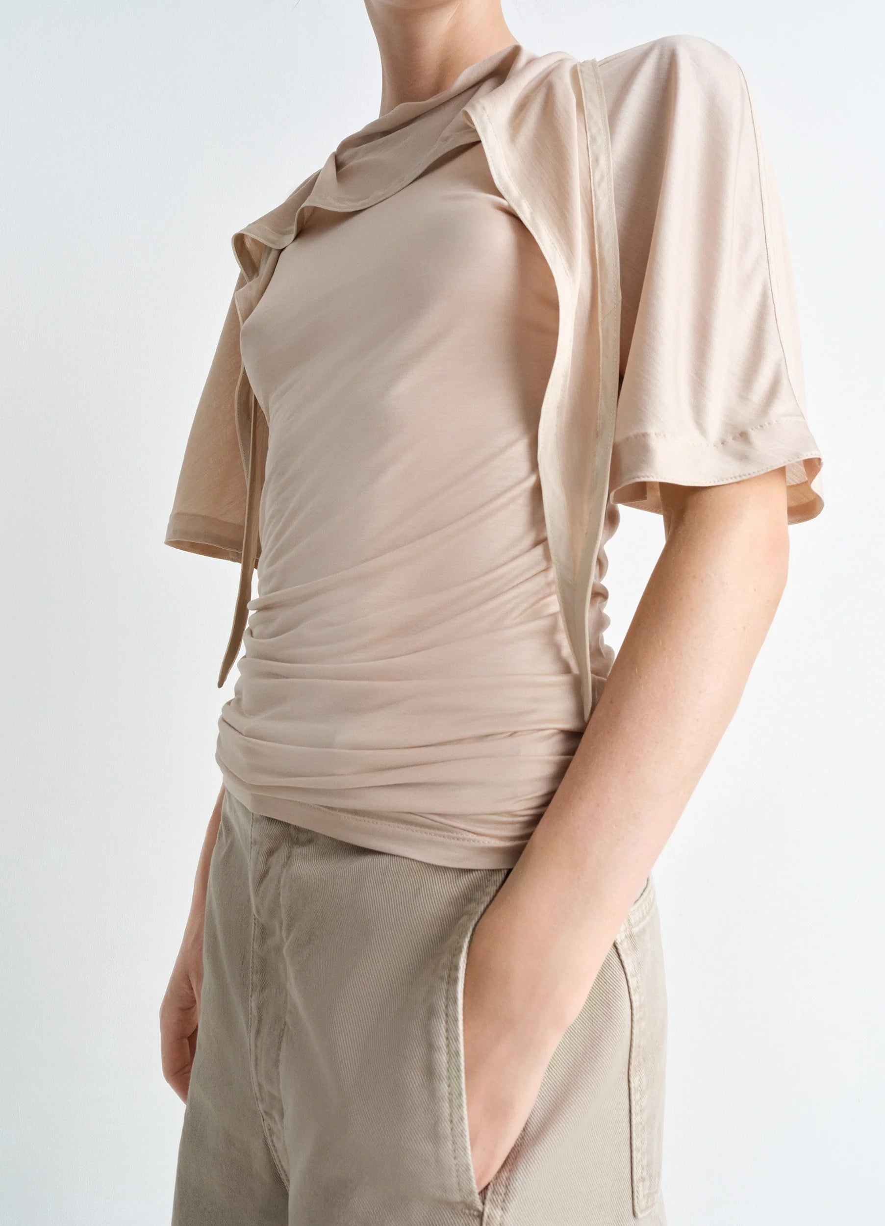 SHORT SLEEVE FOULARD TOP - 3