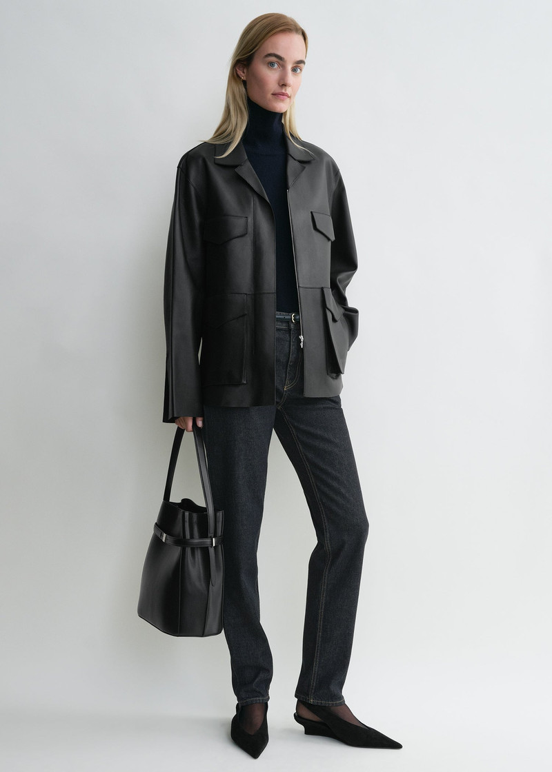Totême Army leather jacket black outlook