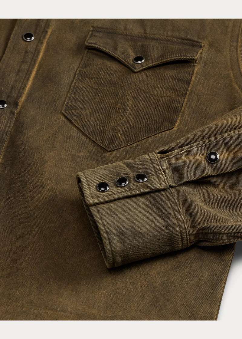 Slim Fit Studded Denim Western Shirt 4