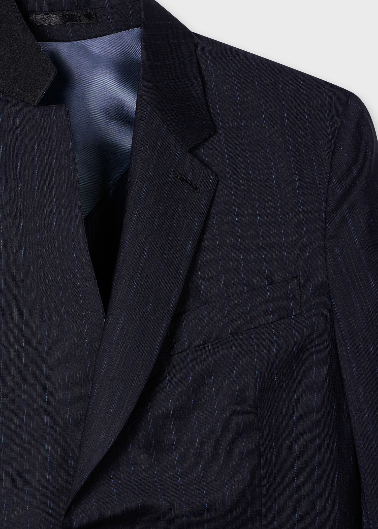 Navy Stripe Tropical Wool Buggy-Lined Blazer - 2