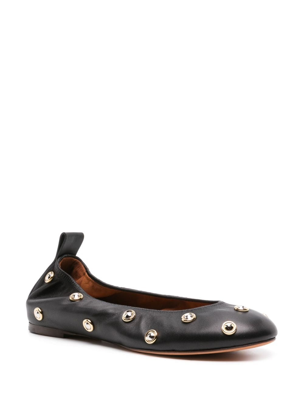 stud-detailed leather ballerina shoes - 2