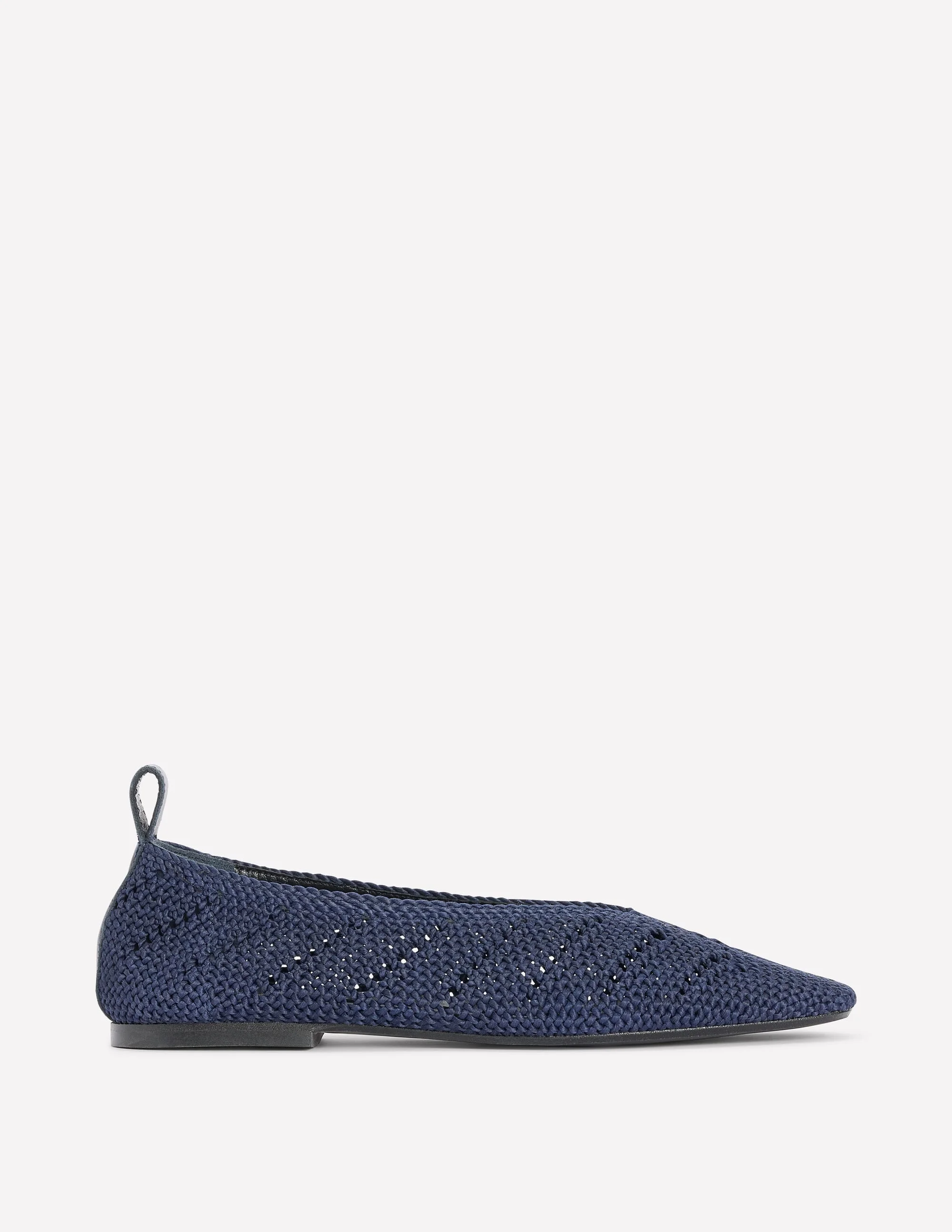Knitted Ballet Flats-Navy - 1