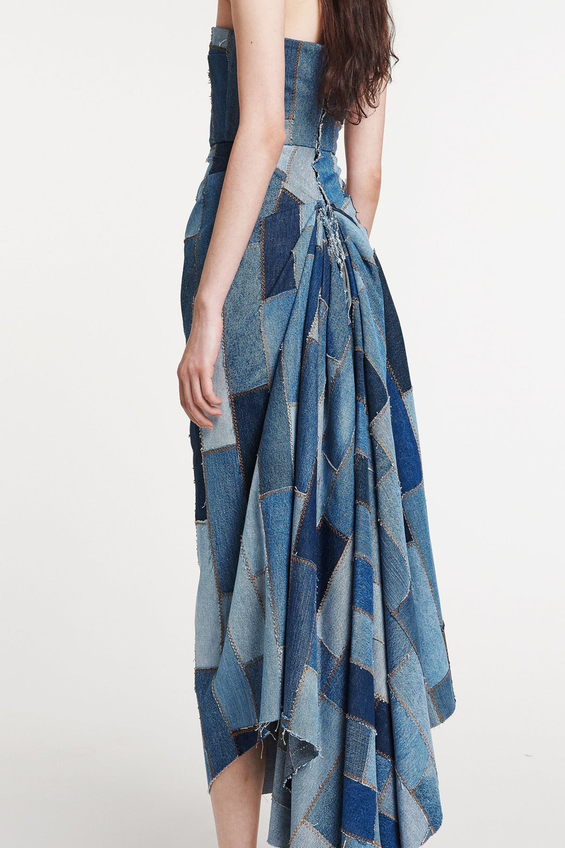 UPCYCLED DENIM DRESS WITH BACK GATHERING BLUE DENIM 7