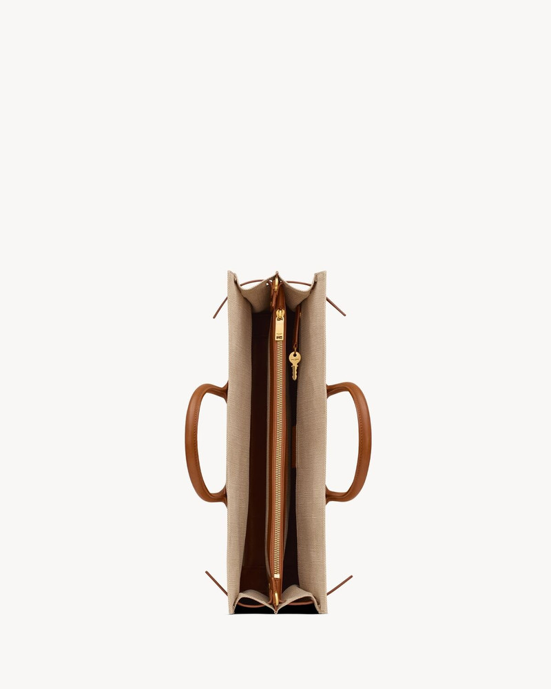SAC DE JOUR THIN LARGE IN CANVAS AND VEGETABLE-TANNED LEATHER 4