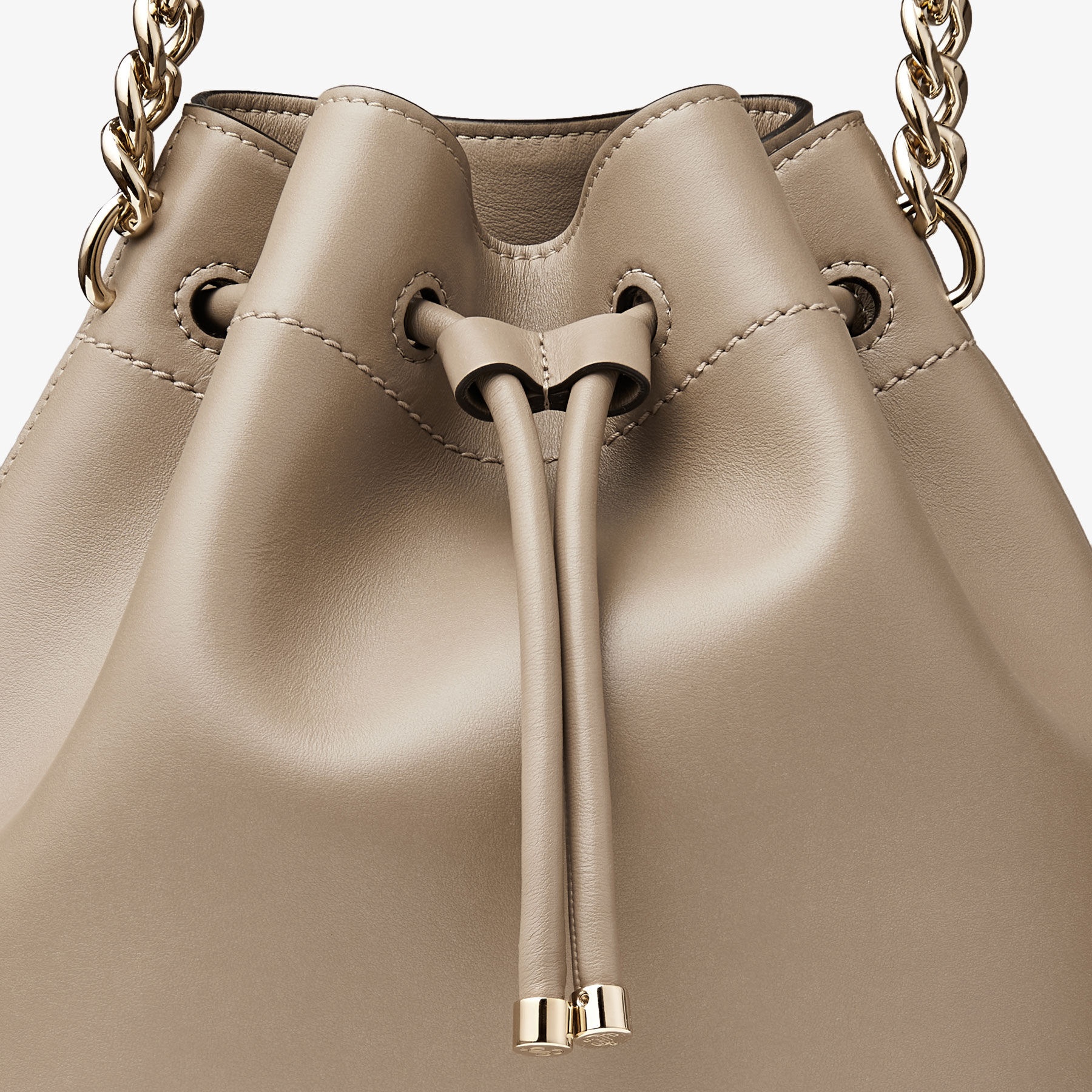 Bon Bon Bucket
Taupe Soft Shiny Smooth Calf Leather Bucket Bag - 4