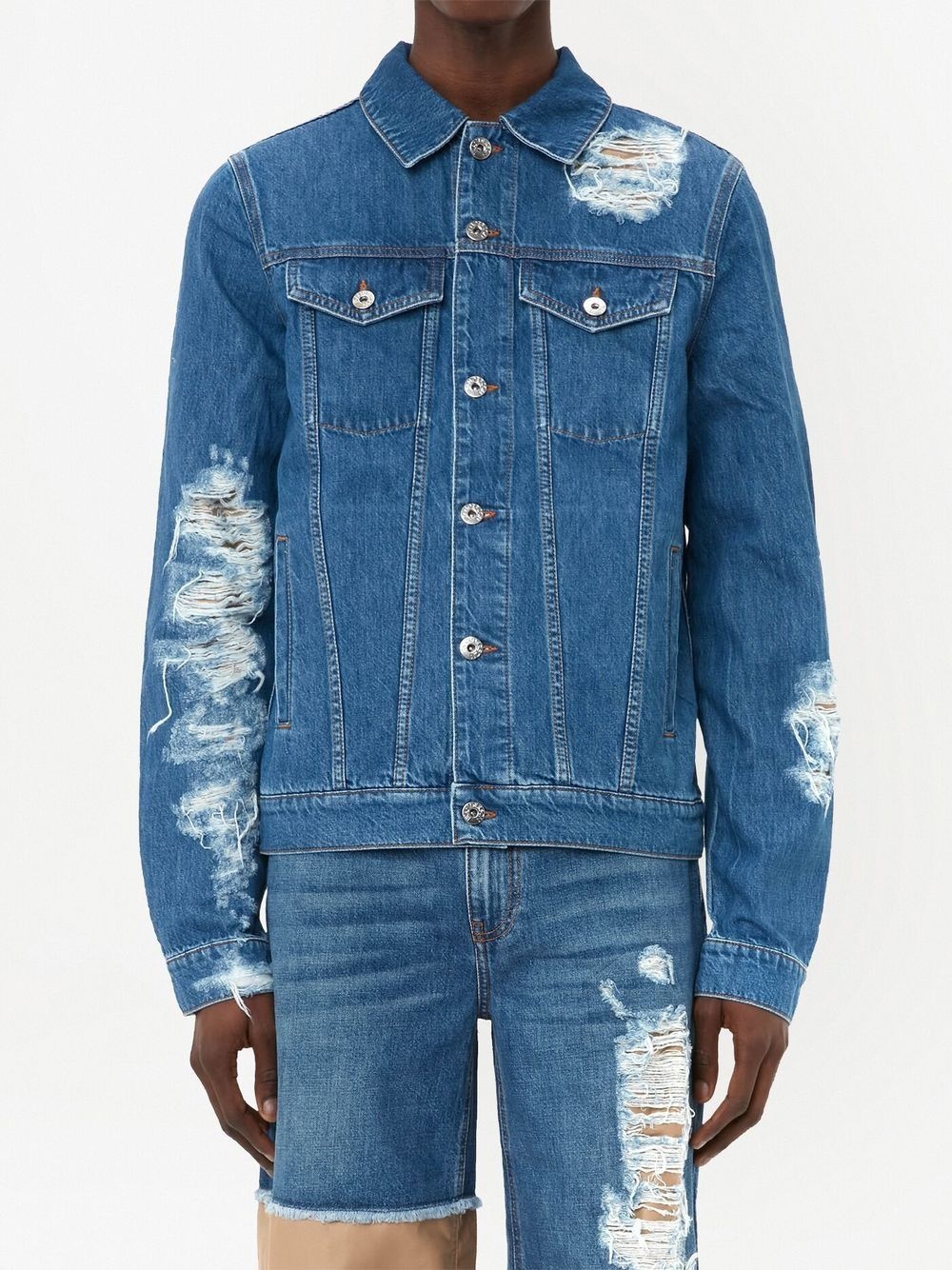 distressed denim jacket - 3