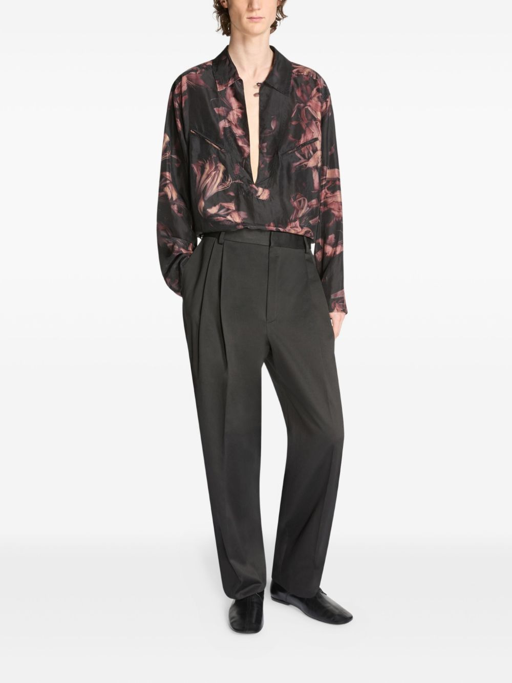 cotton straight-leg trousers - 2