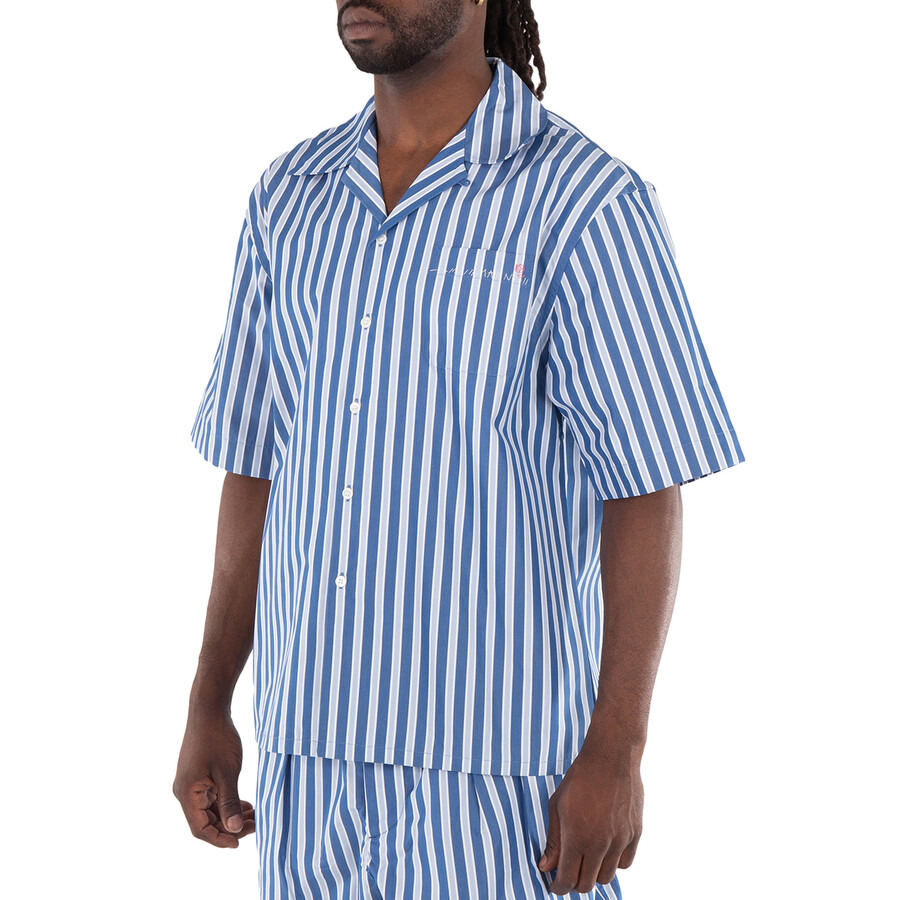 Marni Striped Embroidered Logo Cotton Shirt - 4