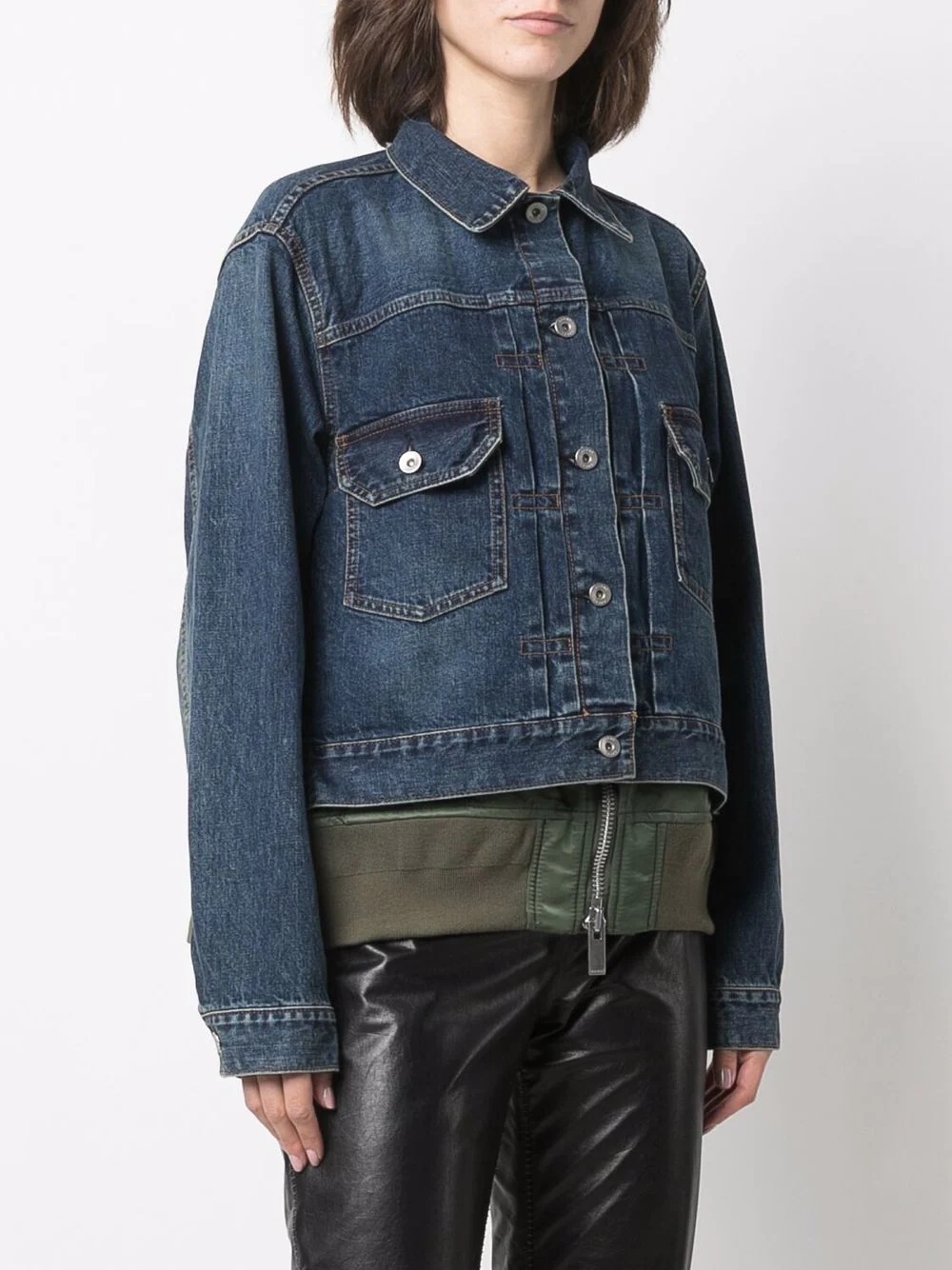 panelled denim jacket - 3