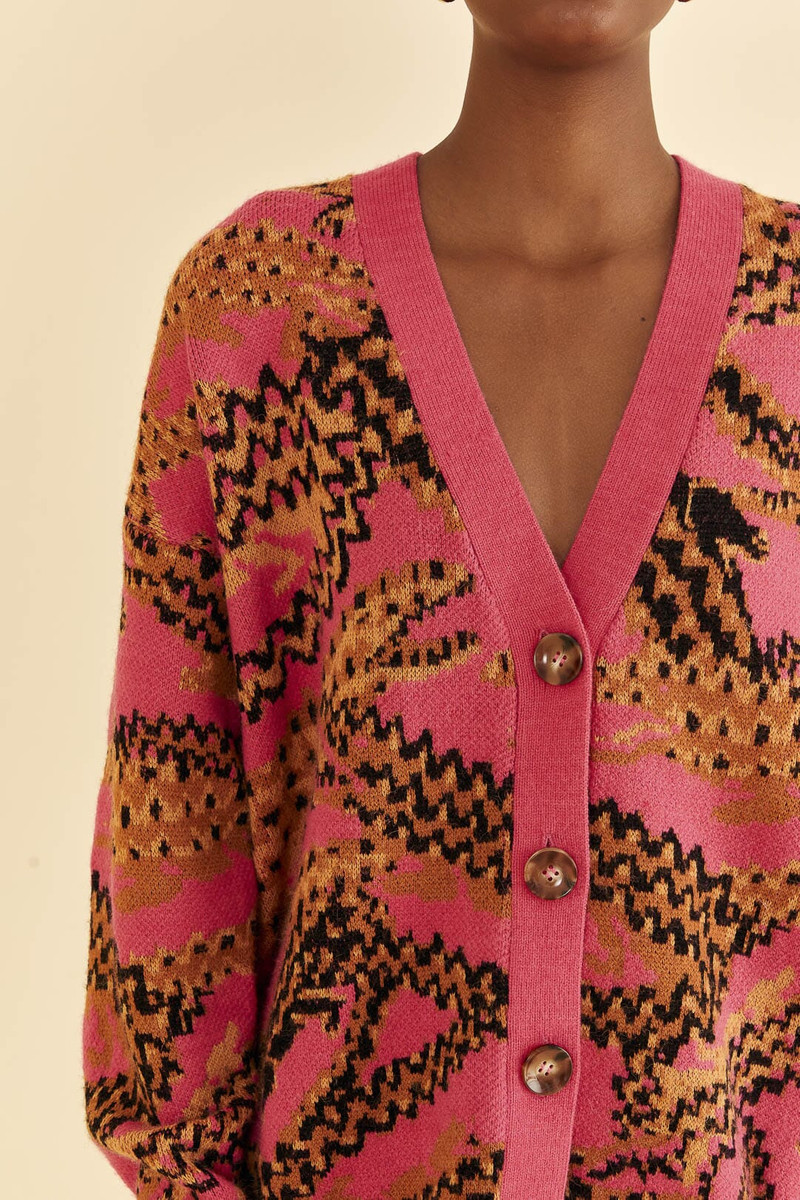 Pink Croco Knit Cardigan 3