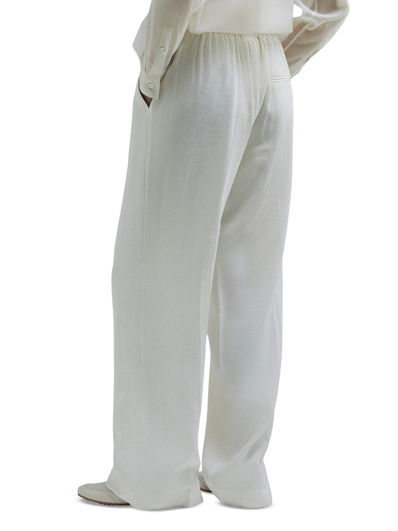 Women's Linen Blend Drawstring Trousers - Wool White 3