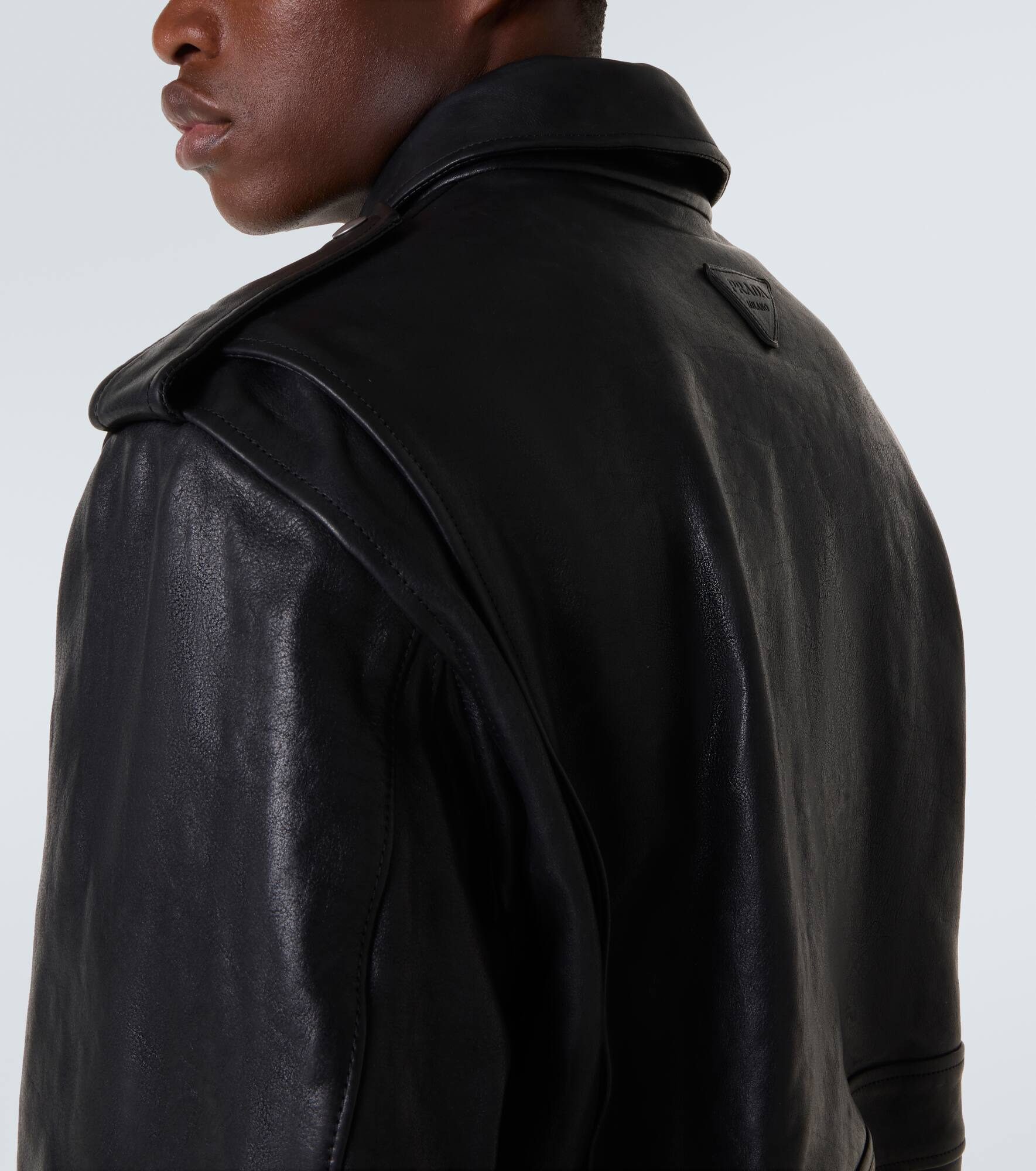 Faux fur-trimmed leather jacket - 7