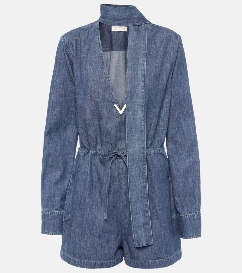 Halterneck denim playsuit 1